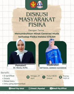 Diskusi Masyarakat Fisika: Gairahkan Minat Generasi Muda melalui Pendekatan STEAM Universitas Tadulako Gelar Forum Diskusi Akademik untuk Dorong Inovasi Pendidikan
